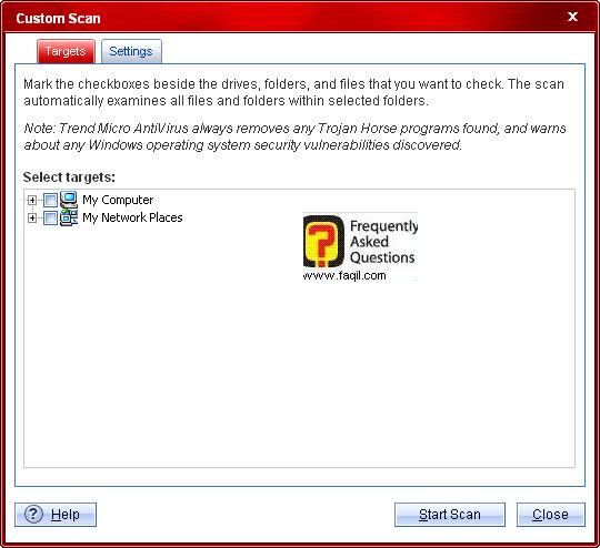 סריקה מותאמת אישית, TrendMicro AntiVirus plus AntiSpyware 2010