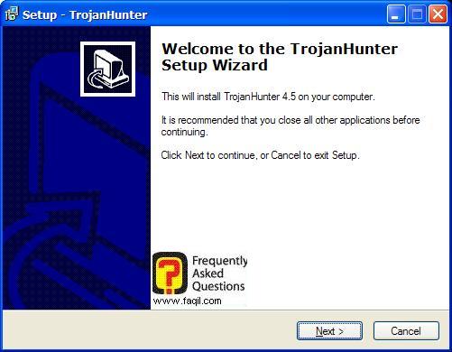 מסך ברוכים הבאים להתקנה,תוכנת TrojanHunter 4.5