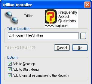 מסך מיקום היעד להתקנה,תוכנת  Trillian (טריליאן) 