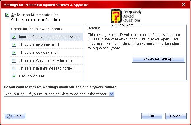 יש לסמן וי בריבועים הלא מסומנים,Trend Micro Internet Security 2010