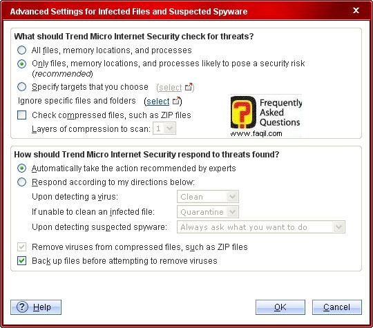 הגדרות מתקדמות,Trend Micro Internet Security 2010