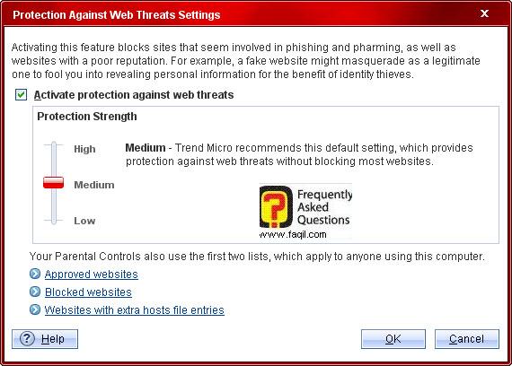 הגדרה ברירת מחדל-בינוני ,Trend Micro Internet Security 2010
