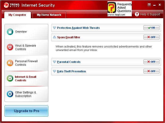פילטר סינון ספאם באימייל,Trend Micro Internet Security 2010