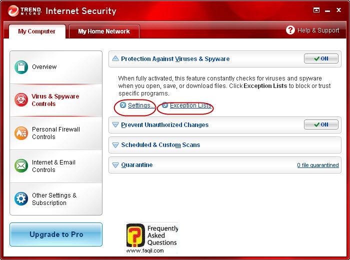 הגדרות בדיקת וירוסים וספיוור ,Trend Micro Internet Security 2010