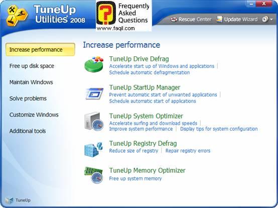 תפריט ראשי,TuneUp Utilities 2008