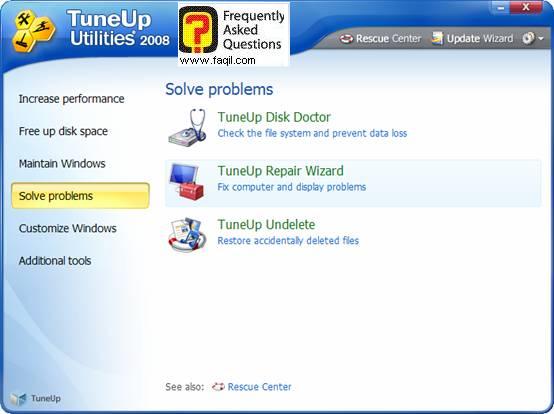 פתרון בעיות שונות במערכת,TuneUp Utilities 2008