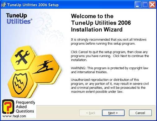 מסך ברוכים הבאים להתקנה,TuneUp Utilities 2006