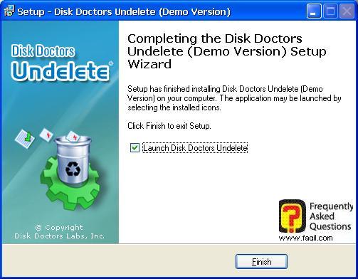 ההתקנה הסתיימה,תוכנת  Disk Doctor Undelete