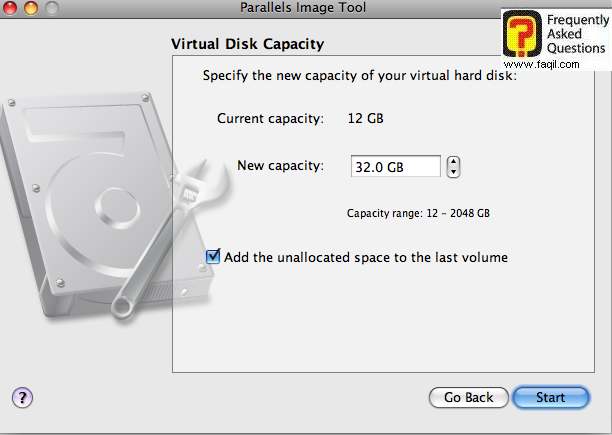 קביעת נפח הדיסק, בתוכנת פרללס