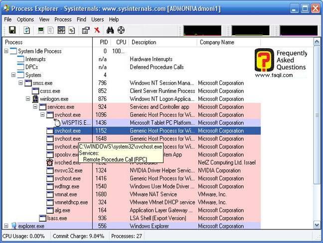 הליך svchost,תוכנתProcess Explorer   