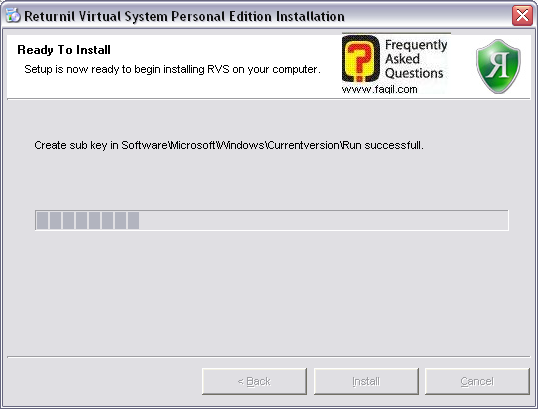 ההתקנה החלה,תוכנת Virtual system personal edition