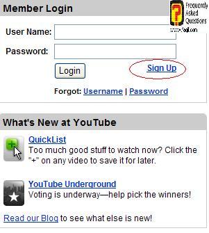 בחרו ב-Sign  up,אתר יוטיוב (YouTube)