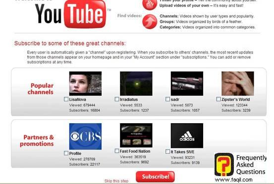 בחירת ערוצים פופולארים ושותפים,אתר יוטיוב (YouTube)