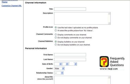 פרטים על ערוץ הוידאו האישי שלכם,אתר יוטיוב (YouTube)