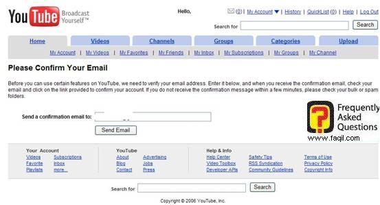 נשלח אימייל לוידוי,אתר יוטיוב (YouTube)