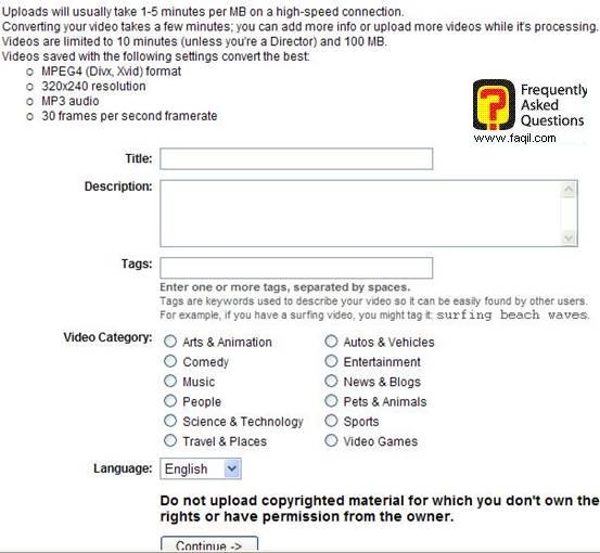 בחירת קטגוריה לסרטון,אתר יוטיוב (YouTube)