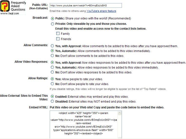 המשך מידע עריכת קובץ הוידאו,אתר יוטיוב (YouTube)