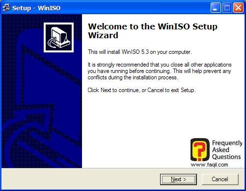 מסך ברוכים הבאים להתקנה ,תוכנת WinISO 