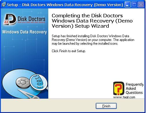 ההתקנה הסתיימה,תוכנת  Disk Doctors Windows Data Recovery (FAT)