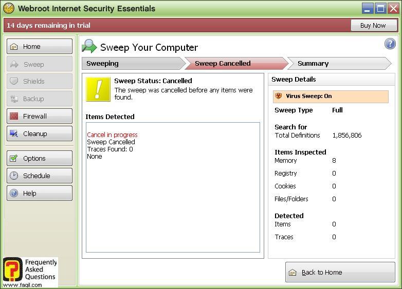עצירת הסריקה\סיום הסריקה-Werboot Internet Security 