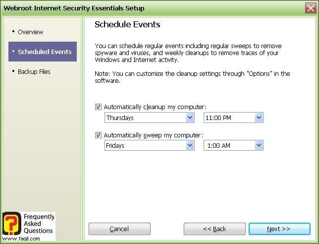 מסך בחירת זמן לסריקה-Werboot Internet Security 