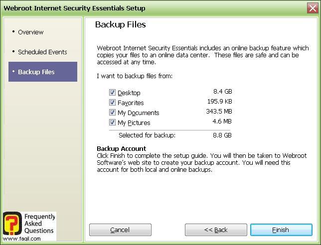 מסך גיבוי מסמכים -Werboot Internet Security 
