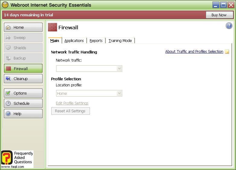 חומת אש, לשונית עיקרי-Werboot Internet Security 