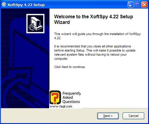מסך ברוכים הבאים להתקנה,תוכנת XoftSpy 4.2