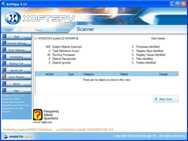 סריקה,תוכנת XoftSpy 4.2