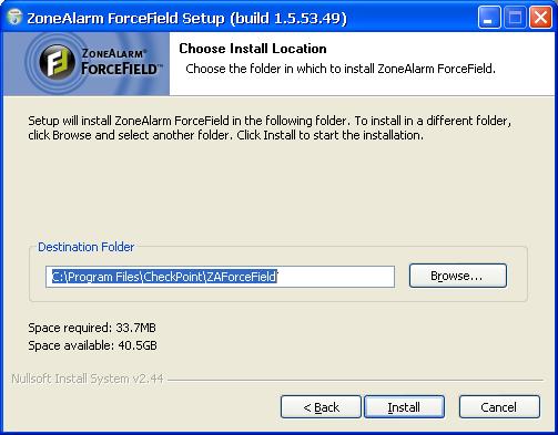 בחירת מיקום היעד להתקנה,ForceField
