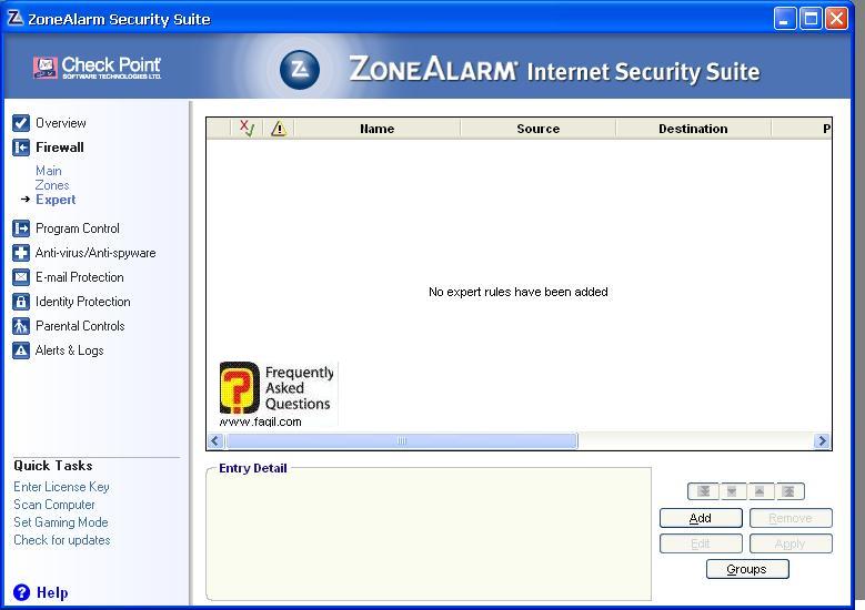 הגדרות מומחה,מרכז האבטחה של צ'ק פוינט-ZoneAlarm Security Suite