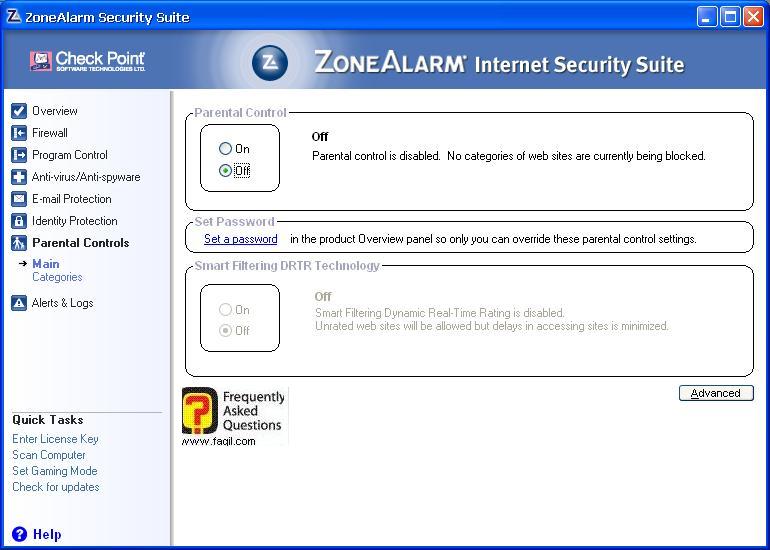 מערכת שליטת הורים,מרכז האבטחה של צ'ק פוינט-ZoneAlarm Security Suite