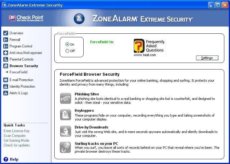 מניעת פישינג, ZoneAlarm Extreme Security-חומת אש ואנטיוירוס