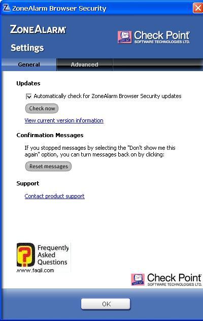 הגדרות, ZoneAlarm Extreme Security-חומת אש ואנטיוירוס