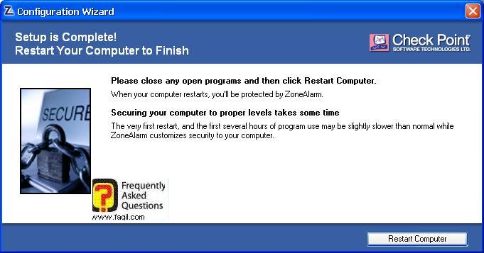 הפעלה מחדש של המחשב, ZoneAlarm Extreme Security-חומת אש ואנטיוירוס